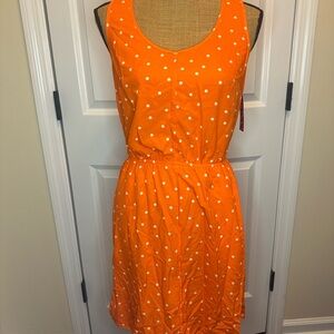 NWT Merona Orange and White Polka Dot Dress with Pockets size small